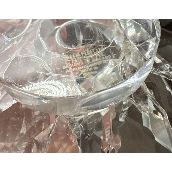 Shannon of Ireland Lotus Crystal Candle Holder Vintage Pair Of 3" With Box - Picture 5 of 9